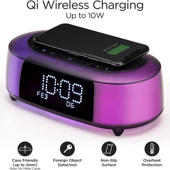 🔊iHome® Color Changing TimeBoost Glow Alarm Clock Wireless Charging USB Port 📱 - Picture 4 of 13